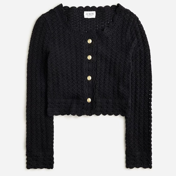 NWT J.Crew Crochet Cropped Cardigan Sweater - Picture 4 of 4
